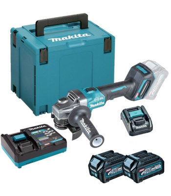 MAKITA GA004GD202 40V MAX XGT SLIDE SWITCH 115MM ANGLE GRINDER INCLUDES 2X 2.5AH BATTERIES & CHARGER