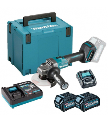 MAKITA GA005GD202 40V MAX XGT SLIDE SWITCH 125MM ANGLE GRINDER INCLUDES 2X 2.5AH BATTERIES & CHARGER