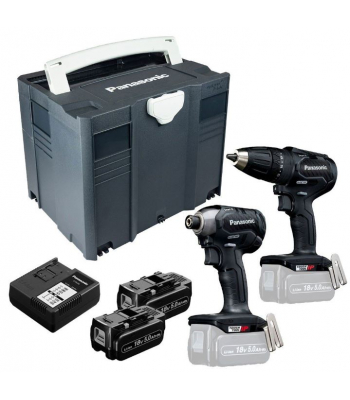 PANASONIC EYC241LJ2G31 14.4V/18V COMBI DRILL / IMPACT DRIVER TWIN KIT INC 2X 5.0AH BATTS