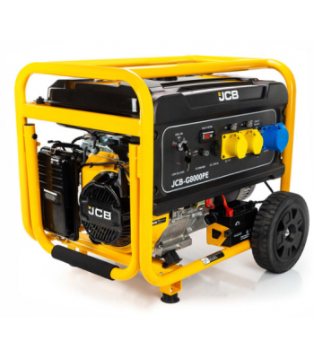 JCB 7.9kW / 9.8kVA Petrol Site Generator, 115V / 230V 15hp 457cc JCB Engine, Recoil & Electric Start | JCB-G8000PE