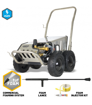 V-TUF RAPID SSCF 240v All-Stainless Industrial Pressure Washer (Total Stop) with COMMERCIAL FOAM SYSTEM - Code RAPIDSSC240F