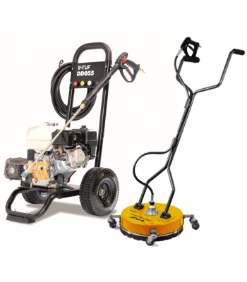 V-TUF DD055 Industrial 5.5HP Honda Driven Petrol Pressure Washer - 2000psi, 140Bar, 13.2L/min + 19 inch  Poly DeckPatio Cleaner - Code DD055-KIT1