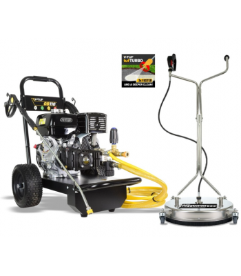 V-TUF GB110 Industrial 13HP Gearbox Driven Honda Petrol Pressure Washer - 3000psi, 200Bar, 21L/min & 21 inch  tufTURBO Stainless Patio Cleaner - Code GB110-KIT1