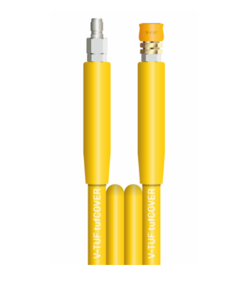 V-TUF 10m 2 WIRE, TOUGH COVER 3/8 inch  400BAR 155°C YELLOW V-TUF with DURAKLIX HEAVY DUTY MSQ COUPLINGS - CODE VTTCY23810UVYY-HD