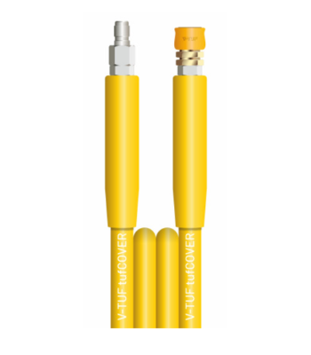 V-TUF 20m 2 WIRE, TOUGH COVER 3/8 inch  400BAR 120°C V-TUF YELLOW JETWASH HOSE with DURAKLIX HEAVY DUTY MSQ COUPLINGS -VTTCY23820UVYY-HD