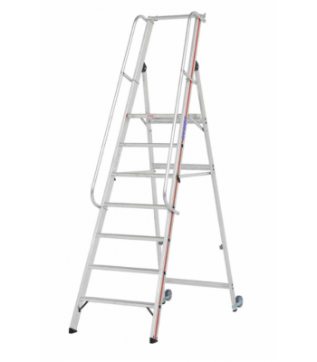 HYMER 8081 MOBILE PLATFORM STEPLADDER WITH EXTRA LONG HANDRAIL DIFFERENT SIZES AVAILABLE