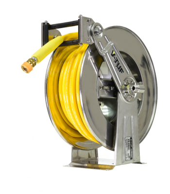 V-TUF 20M Retractable tufREEL - Stainless Steel + 20M tufCOVER YELLOW 3/8 2W HOSE MSQ KIT & 2m PATCH HOSE - CODE V5.2200-KIT4Y