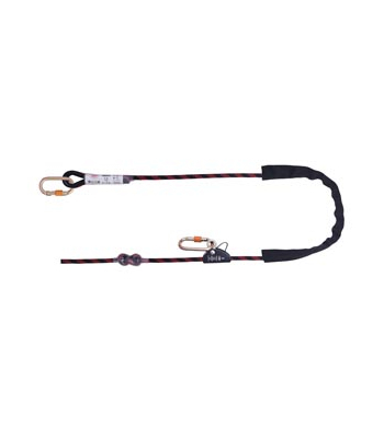 JSP FAR0420 2m Adjustable Work Positioning Lanyard - Fixed Rope Grab + 2 Karabiners