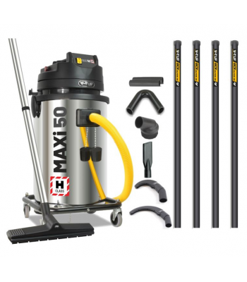 V-TUF MAXi - 50L H-Class 240v 1750w Industrial Dust Extraction Vacuum Cleaner - 16Ft High Level Cleaning Kit & Pipe Cleaning Tools - Code MAXIH24050LKIT1