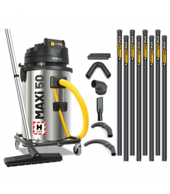 V-TUF MAXi - 50L H-Class 240v 1750w Industrial Dust Extraction Vacuum Cleaner - 32Ft High Level Cleaning Kit & Pipe Cleaning Tools - Code MAXIH24050LKIT2