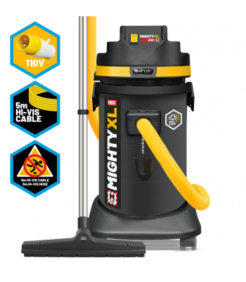 V-TUF MIGHTY XL HSV - 37L M-Class 110v Industrial Dust Extraction Wet & Dry Vacuum Cleaner - Health & Safety Version - Code MIGHTYXLHSV110