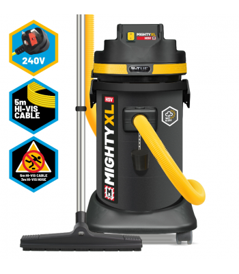 V-TUF MIGHTY XL HSV - 37L M-Class 240v Industrial Dust Extraction Wet & Dry Vacuum Cleaner - Health & Safety Version - Code MIGHTYXLHSV240