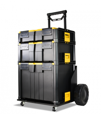 V-TUF STACKPACK BARROW WITH 3 STACKPACK BOXES - V-TUF STORAGE BOX SYSTEM STARTER KIT - CODE VTM454-KIT1