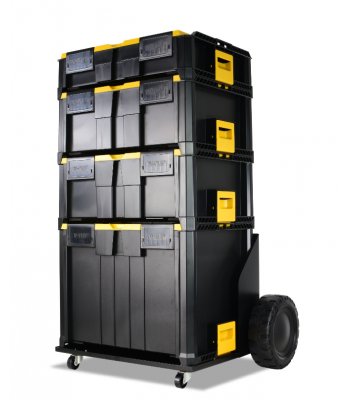 V-TUF STACKPACK BARROW WITH 4 STACKPACK BOXES - STORAGE BOX SYSTEM STARTER KIT 2 - CODE VTM454-KIT2