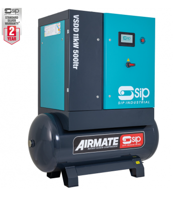 SIP VSDD 11kW 8bar 500ltr Screw Compressor - Code 08262