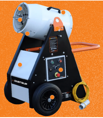 Dustquip CM10 Cannonmister Dust Control Mobile Trolley c/w Pressure Water Pump, Large Puncture-proof Tyres, 6m Lead + 32a Commando Plug