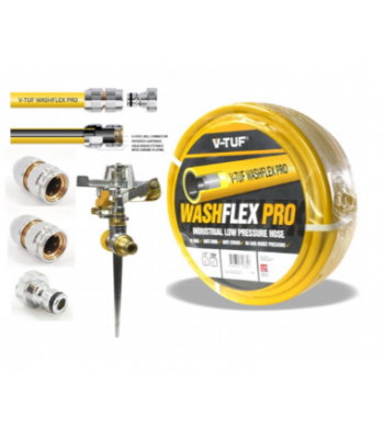 V-TUF 15m 1/2 inch  10 BAR WASHFLEX PRO WATER SUPPLY HOSE & KCQ COUPLING KIT & IRRIGATION KIT - CODE BF1215-KIT2