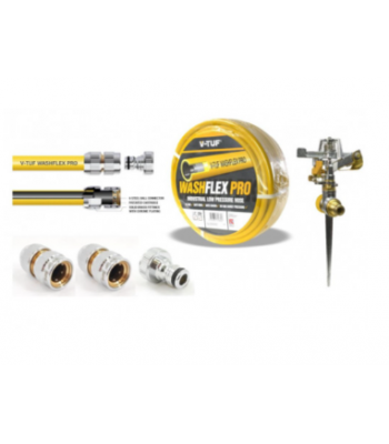 V-TUF 25m 1/2 inch  10 BAR WASHFLEX PRO WATER SUPPLY HOSE & KCQ COUPLING KIT & IRRIGATION KIT - CODE BF1225-KIT2