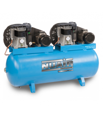 NUAIR LOW NOISE NB38/270 3T+3T PRO Tandem 4.4kW, 10 Bar, 270Lt Receiver, 400V Compressor