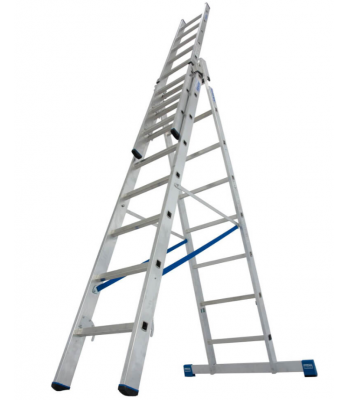 KRAUSE STABILO MULTIPURPOSE RUNG LADDER WITH WALL CASTORS (INC STABILISER BAR FOR SINGLE FRONT LADDER OPTION) 3x14 RUNGS - CODE 133724