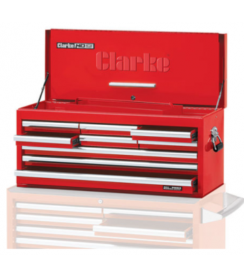 Clarke CBB309DFC Large 9 Drawer Tool Chest with Front Cover - Red - Code 7639011