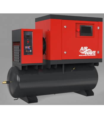 Airwave Micro-Speed, Variable Speed Compressor, 7.5hp/5.5Kw-400V, 21 CFM, 6-10 Bar 200L Tank Mounted + Dryer