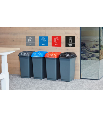 Unisan Facilo Recycling Bin 50L - Optional Lid Colours Available