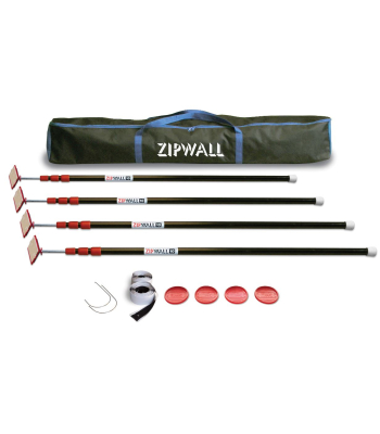 ZipWall® Screening Props, includes 2 free zips and a carry bag, 4 Pole Pack - Extends to 3m - ZP4