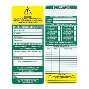 Scafftag Replacement Registration Cards for Scafftag Scaffold System (per 10)