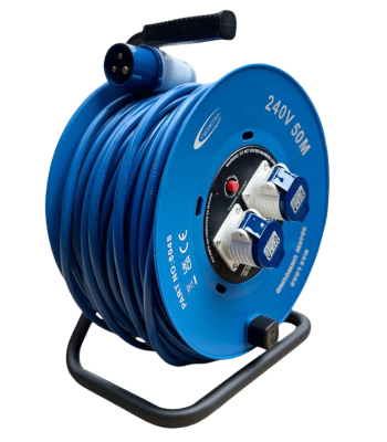 Connexion 240V Cable Reel 50m 2.5mm 2x16amp Sockets and Plug - Code 8048