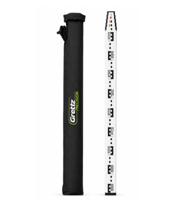 Grettz 4m Telescopic Levelling Staff — E-Pattern Graduations, with Carry Bag