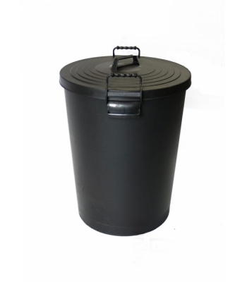Black Plastic Dustbin including Lid (Flat Lid) (110 Litres)