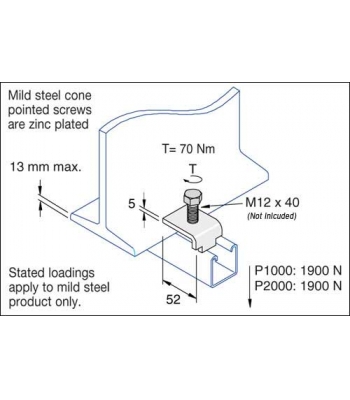 Unistrut P1386 Pre-galvanised Beam Clamp Internal Fitting (each)
