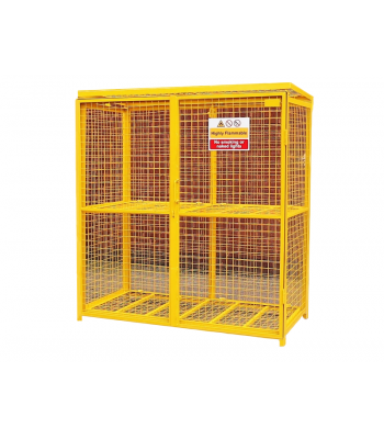 Tradesafe 1 Piece Folding Gas Cage c/w Highly Flammable Signage - Yellow - W1645mm x H1735mm X D825mm