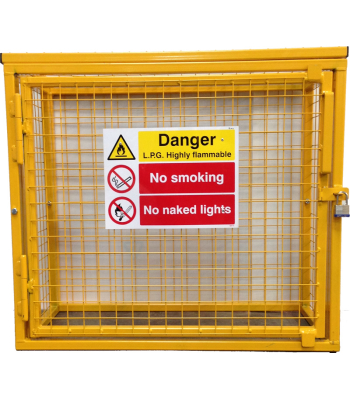 SED Gas Bottle Storage Cage - 0.9m x 1.0m x 0.5m Gas Cage - c/w Highly Flammable Sign