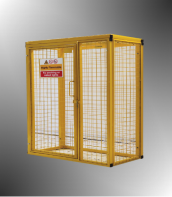 SED Gas Bottle Storage Cage - 0.9m x 1.0m x 0.5m Gas Cage - c/w Highly Flammable Sign