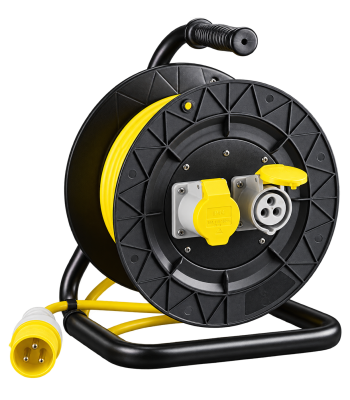 LUMER 25m x 2.5mm Cable Reel with 2 x 16 Amp Sockets 110v - Code LM07350