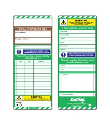Scafftag Special Purpose Inserts for Scaffold Management (per 10)