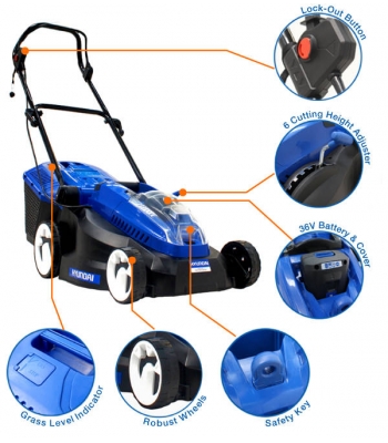 Hyundai HYM36Li 36v Battery Powered Lawnmower (includes 36v battery and charger)