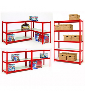 Clarke CS5265RP Quick Assembly Boltless Racking With Laminate Board Shelves – Red