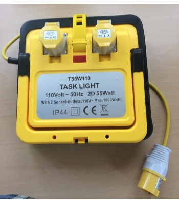 Tradesafe 2D 55 Watt Task Light with 2 Socket Outlets 110v