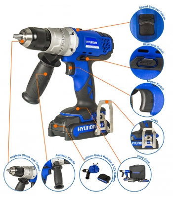 Hyundai HY2155 Cordless 18V DC Combi Drill