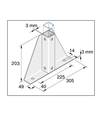 Unistrut Pre-galvanised Single Delta Base Bracket