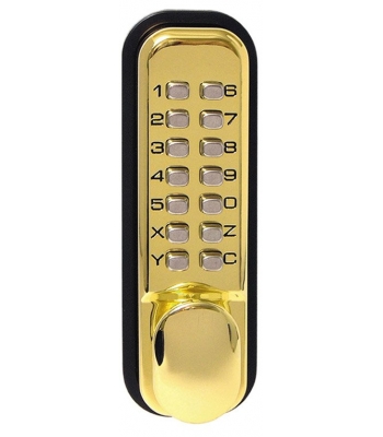 Sterling Standard Push Button Digital Door Lock - Polished Brass - Code S2230PBV