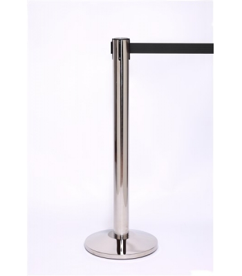 QueuePro 300 Free Standing Retractable Belt Barrier - 4.9m, 75mm Polished Stainless Post - PRO300PS