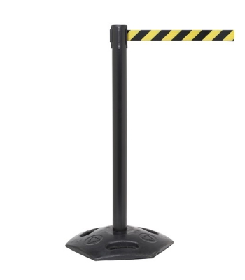 WeatherMaster Free Standing Retractable Belt Barrier - 3.4m - Black Post - WMR250B