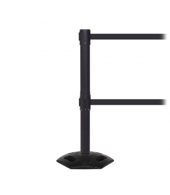 WeatherMaster Twin Free Standing Retractable Belt Barrier - 3.4m - Black Post - WMR250TwinB