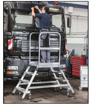 Zarges Z600 Double Sided Mobile Work Platform With Aluminium Treads and Platform - Code: z600doublesided