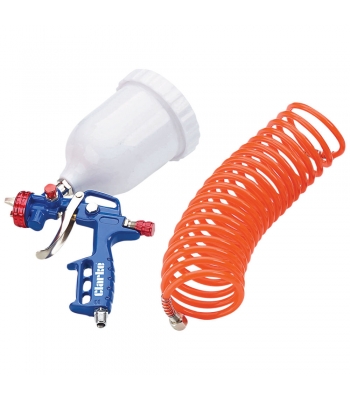 Clarke KIT300B Gravity Fed Spray Gun and 5 Metre Air Recoil Hose