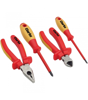 Clarke PRO347 4 Piece Electricians VDE Plier and Screwdriver Set